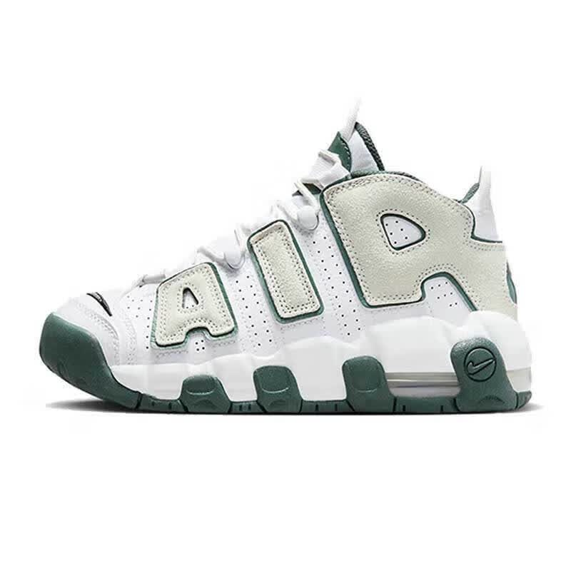 Nike Pippen Air More Uptempo Rice White and Green Comfortable Casual Basketball Shoes Fq1938-100