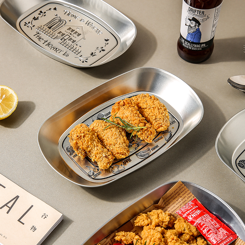 Kawadao House Retro Craft Fried Chicken Plate Household Creative American Fried Food Fried Chicken Plate