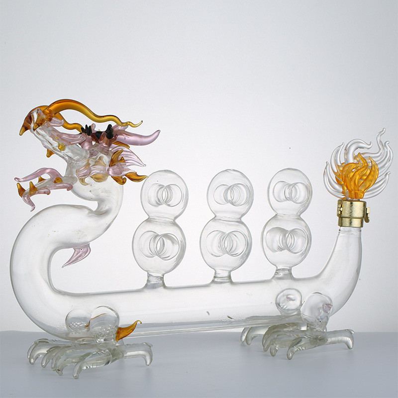 Dalong glass craft wine bottle twelve zodiac hollow dragon glass wine bottle white glass bubble wine bottle red wine