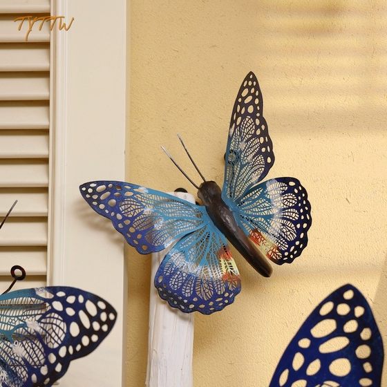 复古铁艺蝴蝶壁饰立体墙面装饰花园酒店婚礼派对布景家居饰品摆件