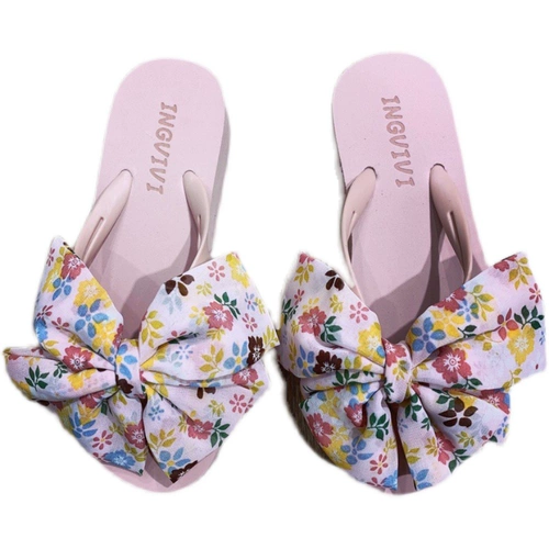 Модные сланцы с бантиком, нескользящие пляжные тапочки, в корейском стиле