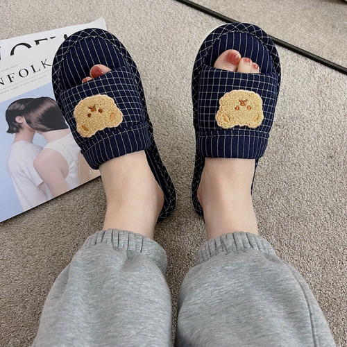 Нескользящие тапочки, мультяшная нескользящая ткань, для влюбленных, коллекция 2021, в корейском стиле, простой и элегантный дизайн