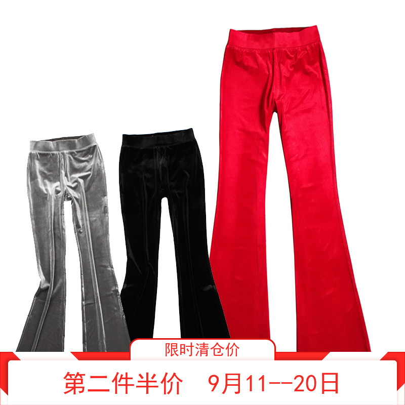 High-end recommended hot-selling luxury gold velvet plus long flared pants drape thin black slim fashion women's pants