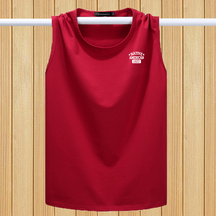 Mùa hè áo không tay vest nam cổ tròn cộng với phân bón XL áo tay áo mỏng cotton áo vest thủy triều - Áo vest cotton áo ba lỗ tanktop nam