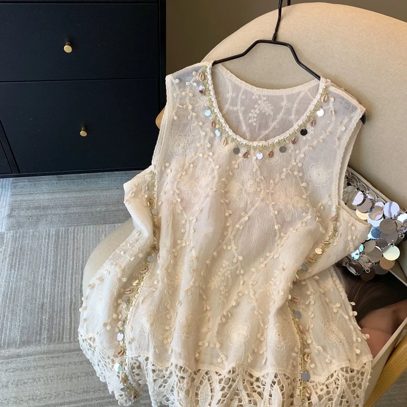 Recommended Popular Item: Ladylike Tassel Sequin Hollow-Out Shirt for Women, Summer Sleeveless Lace Embroidered Blouse Top Recommended Popular Item: Ladylike Tassel Sequin Hollow-Out Shirt for Women, Summer Sleeveless Lace Embroidered Blouse Top