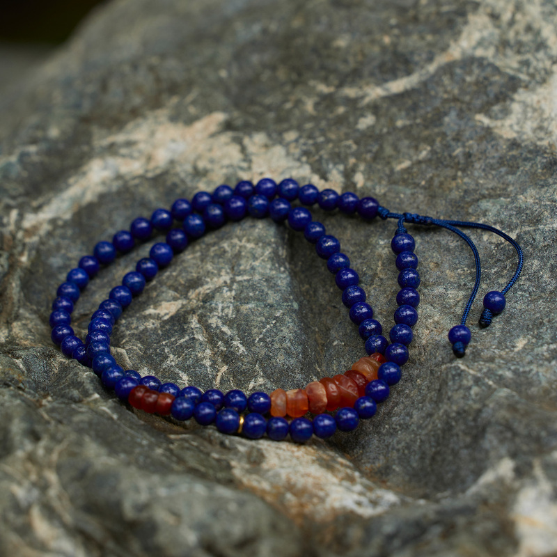 The Cover Is Decorated with Flowers, Natural Lapis Lazuli Paired with Ancient Agate, 24K Small Fortune Pendant Double-Circle Bracelet The Cover Is Decorated with Flowers, Natural Lapis Lazuli Paired with Ancient Agate, 24K Small Fortune Pendant Double-Circle Bracelet