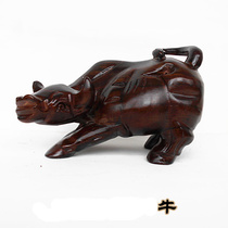 Mahogany Zodiac cattle ornaments a pair of handicrafts lucky transfer Mascot home living room office furnishings