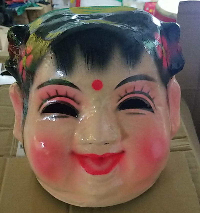 Wave instruments male and female head dolls women's headsets head mask golden child jade women's women's dragon dance lion dance