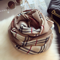 Small Slip Home Han Edition Spring Autumn Season 100 Hitch Warm Surrounding Neck scarves with oversized card Its color plaid cotton linen scarves The Beatles