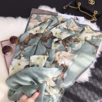 Hangzhou silk scarf womens spring and autumn fresh Magnolia high-grade silk mulberry silk silk scarf long shawl