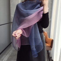 Small slip house 2022 new real silk wool scarf autumn winter 100 hitch gold silk gradient silk scarf warm yarn towel shawl