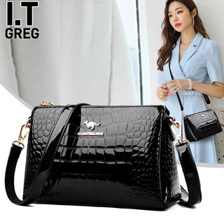 Hong Kong I.Tgreg Fashion Genuine Leather Women's Bag Single Shoulder Crossbody Small Bag Middle-Aged Mother Bag Simple Versatile Soft Leather Bag