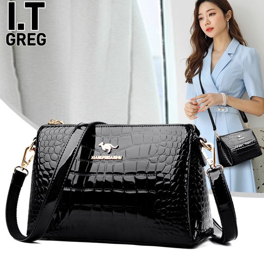 Hong Kong I.Tgreg Fashionable Genuine Leather Women's Bag Shoulder Crossbody Small Bag Middle-aged Mother Bag Simple Versatile Soft Leather Bag