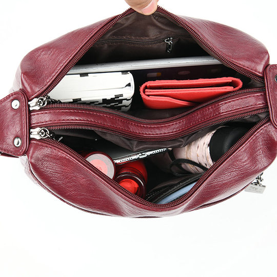 Hong Kong I.Tgreg genuine leather middle-aged women's bag European and American one-shoulder portable versatile soft leather mother's large-capacity crossbody bag