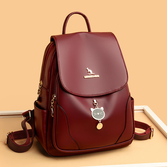 香港I.Tgreg韩版双肩包女真皮时尚牛皮背包百搭大容量软皮旅行包