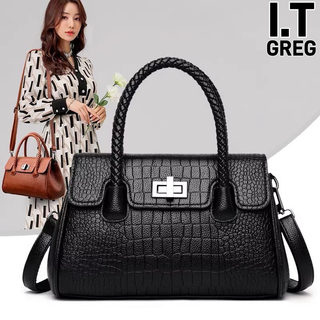 Hong Kong I.Tgreg Genuine Leather Women's Crossbody Bag, Large Capacity, Stylish and Elegant, Middle-Aged Women's Bag, Simple and Versatile Handbag