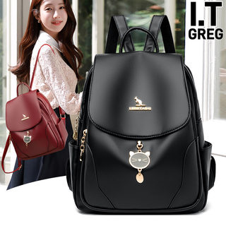 Hong Kong I.Tgreg Korean Style Backpack for Women, Genuine Leather, Fashionable Cowhide Backpack, Versatile Large-Capacity Soft Leather Travel Bag