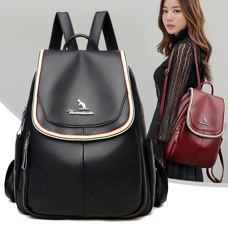 Hong Kong I Tgreg genuine leather double shoulder bag women's new fashion 100 hitch a soft leather mom to work a large capacity backpack woman-Taobao