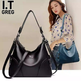 Hong Kong I.Tgreg Genuine Leather Women's Bag Fashionable Shoulder Bag Large Capacity Handbag First Layer Cowhide Middle-Aged Mother Bag