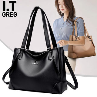 Hong Kong I.Tgreg Fashion Genuine Leather Women's Shoulder Bag Large Capacity Casual Mom Bag Versatile Cowhide Handbag