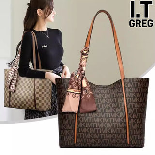 Hong Kong I.Tgreg Official Store Genuine Large-Capacity Tote Bag for Women, High-End Shoulder Bag, Genuine Leather Handbag