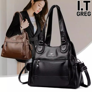 Hong Kong I.Tgreg Large-Capacity Women's Commuter Bag, Fashionable and Versatile Tote Bag, Light Luxury and High-End Genuine Leather Handbag