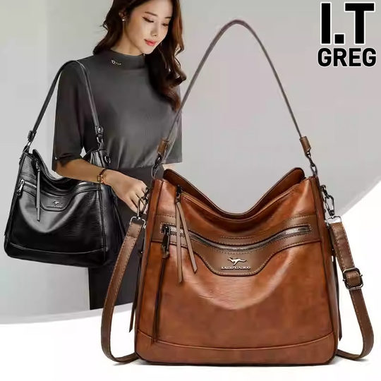 Hong Kong I.Tgreg Women's Fashion Crossbody Bag Versatile Simple Shoulder Bag Large Capacity Soft Leather Tote Bag Trendy