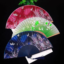 Ancient Japanese small folding fan Chinese style silk silk fan cherry blossom retro fan womens style Hanfu dance fan