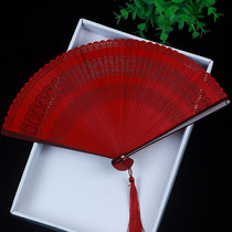 Chinese style full bamboo fan hollow Japanese womens ancient style folding fan classical Chinese style handmade gift fan Small