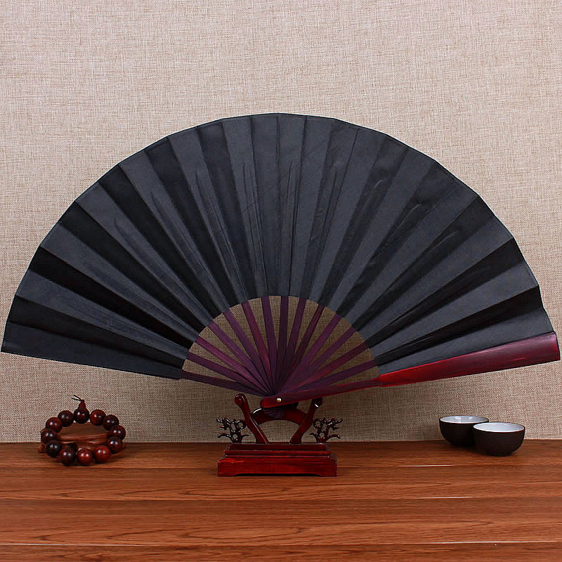 Chinese fan ancient style folding fan 10 inch black silk silk fan with Hanfu student blank summer retro male