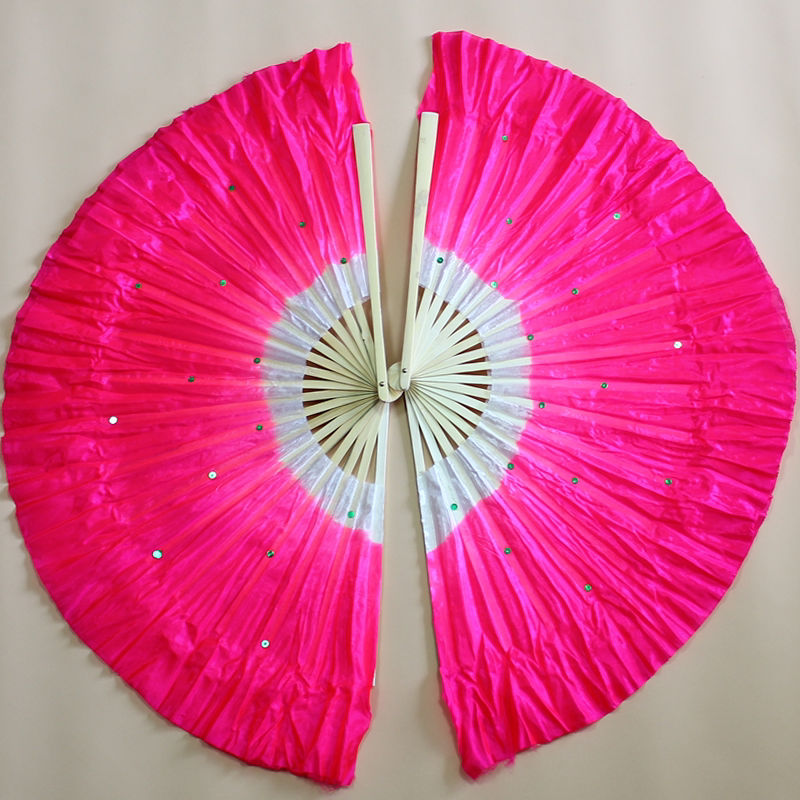 Chinese style dance fan two-color double-sided square dance dancing fan Yangko classical antique folding fan gradient color children