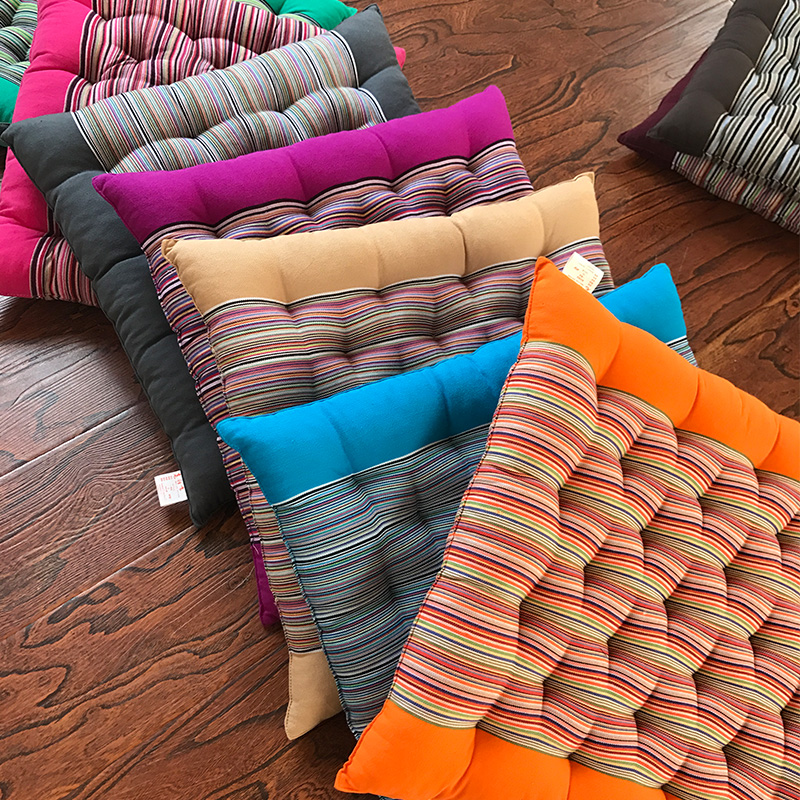 Washable high-quality old coarse cloth square cushion chair cushion office back bay window autumn and winter classic ethnic style series