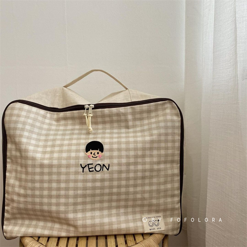 South Korea Ins Kindergarten Cotton Contained Bags Luggage Clothes Carry-on Bags Embroidered Tidying Bags Bags