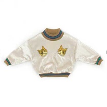 NANI WLQ parent-child childrens sweater autumn and winter female Treasure Plus velvet padded gold silk cat embroidered top recommended