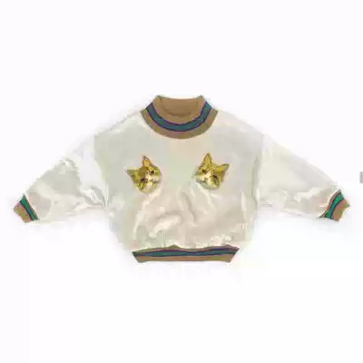 NANI WLQ parent-child children's sweater autumn and winter female Treasure Plus velvet padded gold silk cat embroidered top recommended