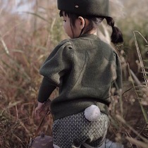 NANI childrens clothing ins childrens clothing 2020 winter baby set cute rabbit tail Children Baby long sleeve hair