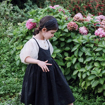 WLQ childrens clothing 2021 spring and summer new dress girl princess skirt suspender skirt short sleeve seersucker Palace retro style 2