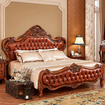 American solid wood bed 1 8 meters light luxury Classical European bed Double bed Master bedroom Nordic luxury Oak princess bed