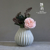 Hoa Rumo màu xanh xám mới hình chiếc bình gốm hình bàn hoa hoa đồ nội thất kiểu châu Âu - Vase / Bồn hoa & Kệ chậu gỗ trồng cây