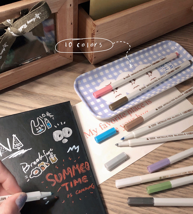 Small fish house sta color metal pen paint pen black message board graffiti pen photo album pen 10 colors