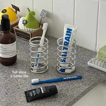 Stainless steel spiral toothbrush stand hand washing station