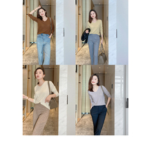 Mud brothers shop French unique romantic flavor Quen wool V-neck twisted sweater French knit four colors