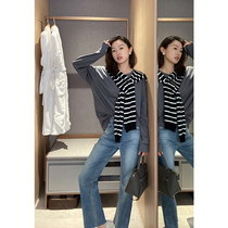 Mud brothers shop is fashionable out of the street retro raw edge straight nine-point jeans show long legs