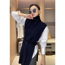 Mud brothers shop Fashion twist vest Small fashionable lace-up woven turtleneck wool top