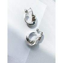 Muds shop construction geometric beauty Horn Earrings European and American niche 925 twisted silver cold wind