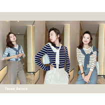 Mud brothers shop fashionable color color retro striped ultra-fine wool knit shirt skin-friendly foundation base
