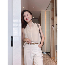 Mud brothers shop feminine sleeveless silk shirt double Joe mulberry silk top