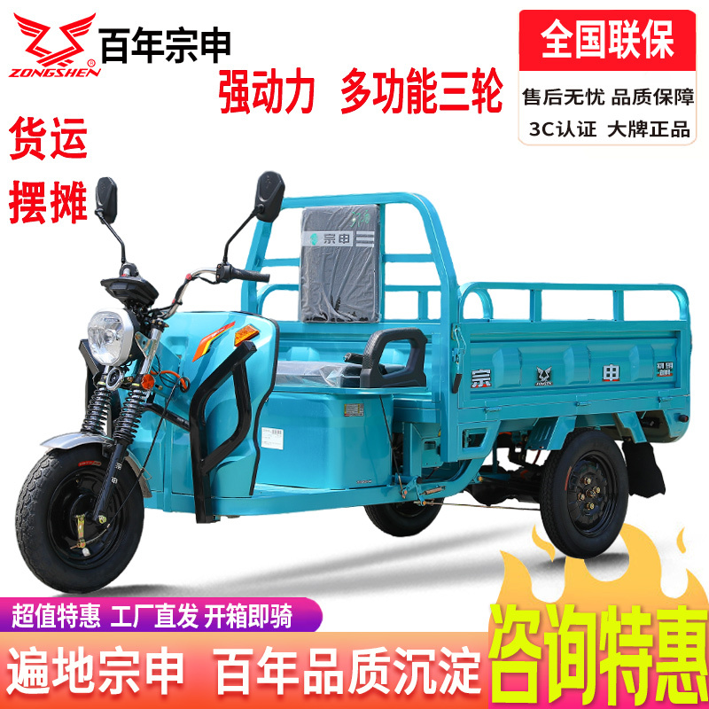 Zongshen Electric Tricycle, Battery-Powered Vehicle, Courier Vehicle, Freight Vehicle for Home/Farm Use, Heavy-Duty, for Market Stalls, Cargo Transport, Building Materials, Model Vehicle Zongshen Electric Tricycle, Battery-Powered Vehicle, Courier Vehicle, Freight Vehicle for Home/Farm Use, Heavy-Duty, for Market Stalls, Cargo Transport, Building Materials, Model Vehicle