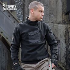 флисовая толстовка 自由兵抓绒衣男春秋加绒上衣潮牌套头摇粒绒外套加厚保暖户外卫衣 Free Soldier