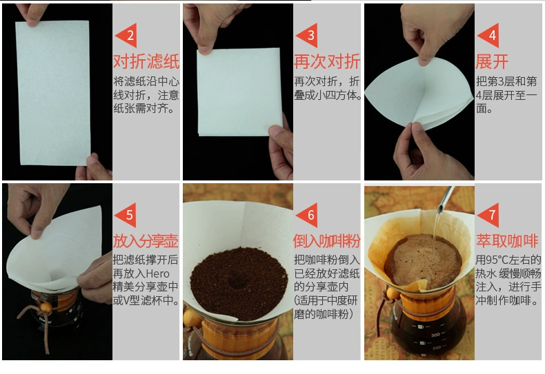 Hero Variety Coffee Filter Paper Wood Fiber Filter Paper Creative Square Có thể gập lại Pure White 40 Pieces - Cà phê